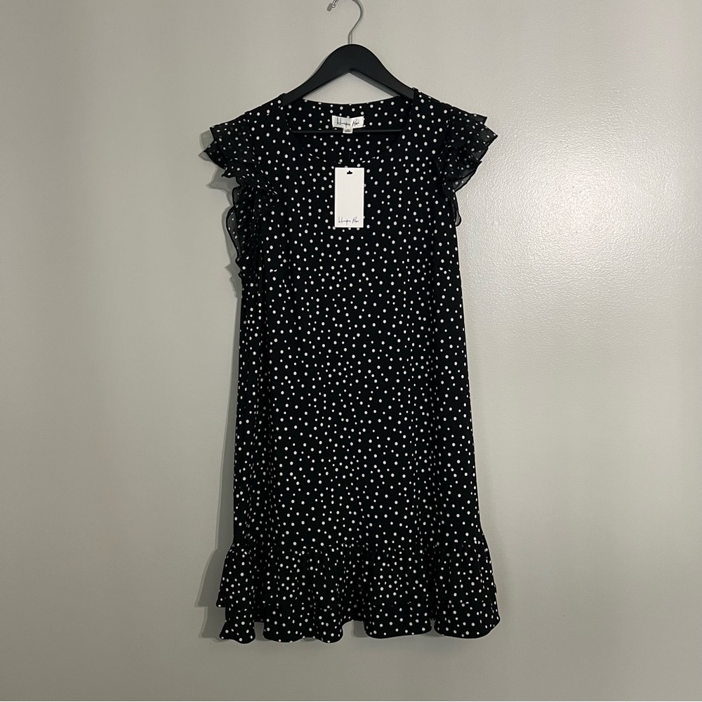 NWT Elegant Black Polka Dot Dress 16/XL